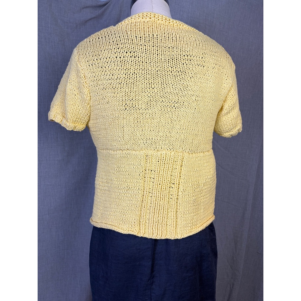 Handmade Yellow Knit Bolero Cardigan Asymmetrical Artsy Cottagecore‎ Sweater - Picture 3 of 9